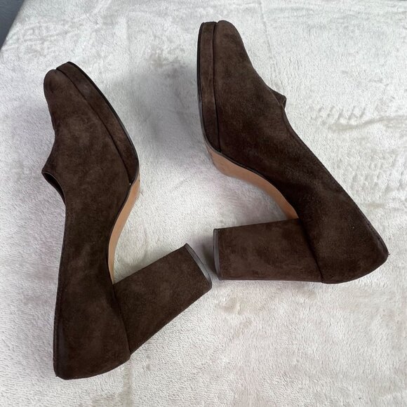 Vintage Balenciaga Chunky Pump Heel size 6.5 Brown Suede Closed Round Toe in Box - Picture 7 of 11